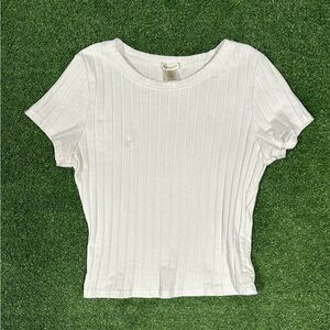Bozzolo White Ribbed Short Sleeve Top